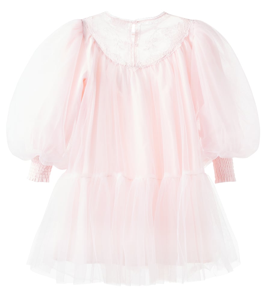 Lace-trimmed tulle dress