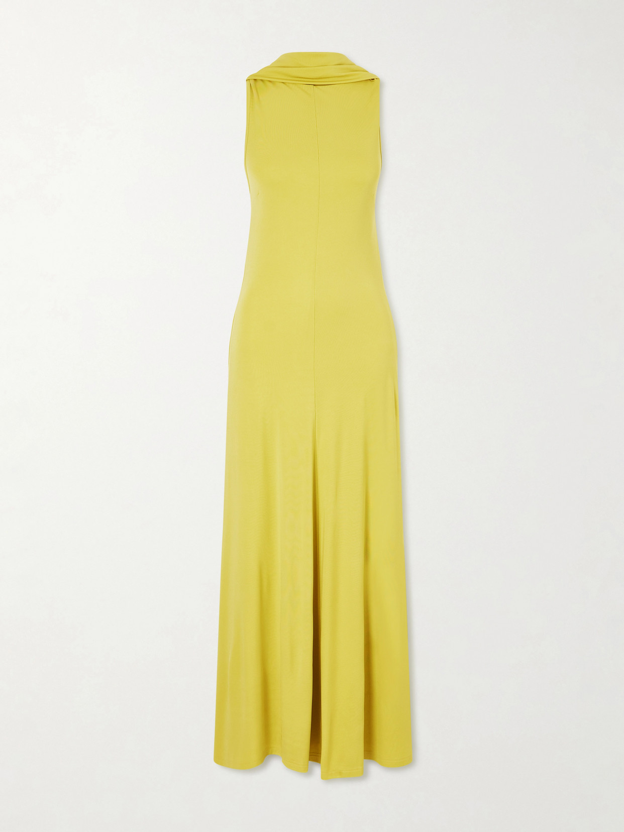 Solina Cowl Open-back Cape-effect Satin-jersey Maxi Dress - Yellow