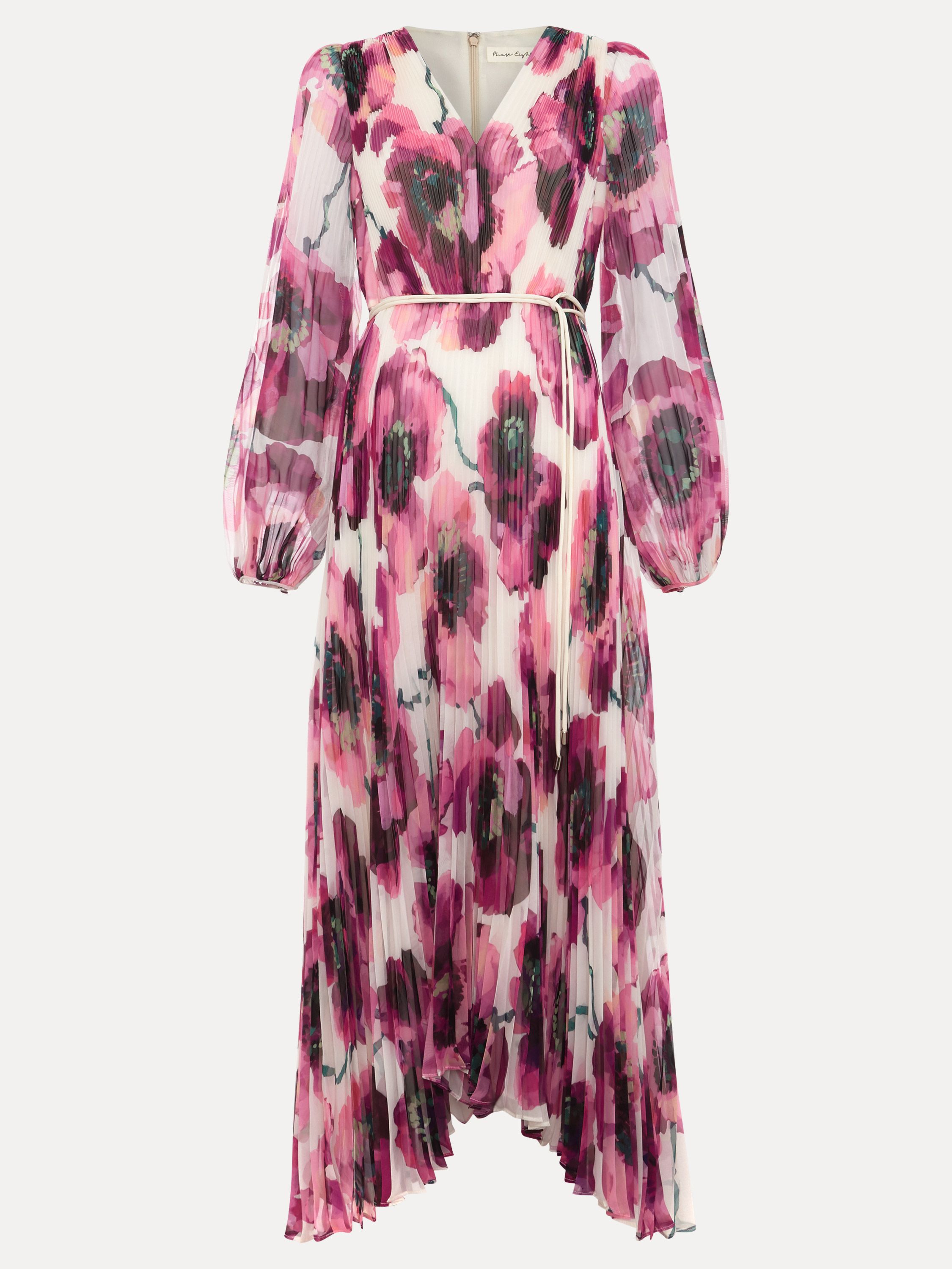 Phase Eight Women's Natalia Floral Pleated Maxi Dress in Fuchsia