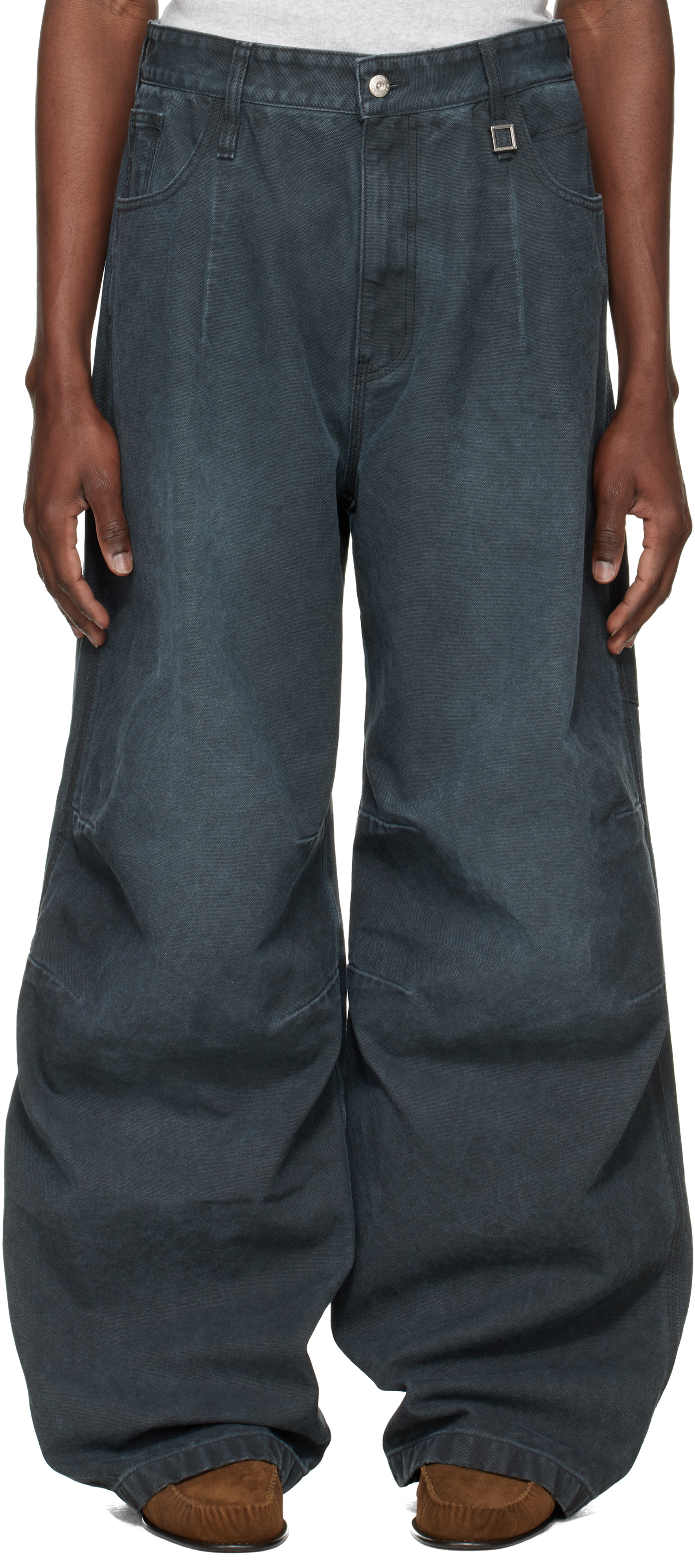 Gray 3D Wide Dyed Trousers