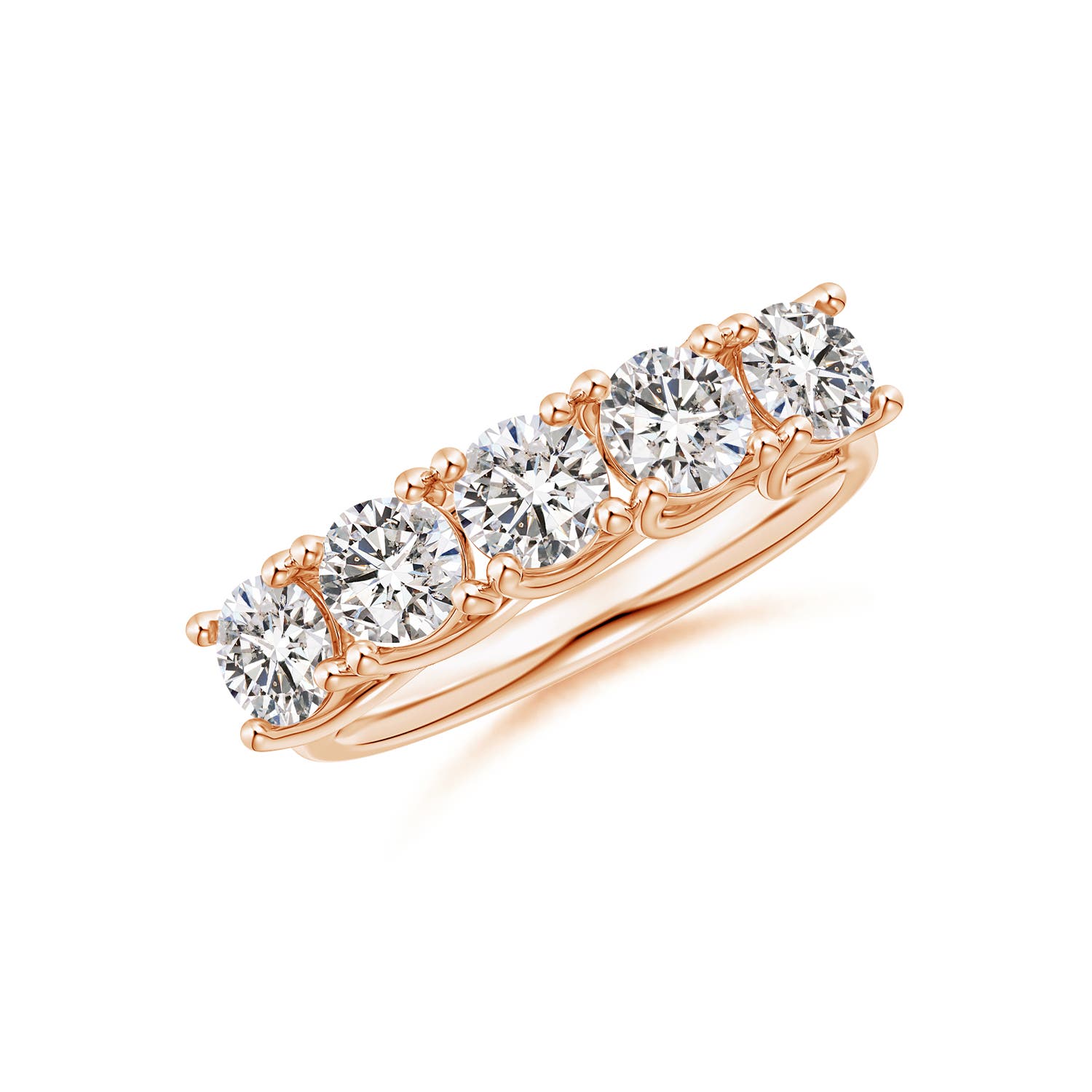 Angara 1.75 Carats Half Eternity Five Stone Diamond Wedding Band in 14K Rose Gold