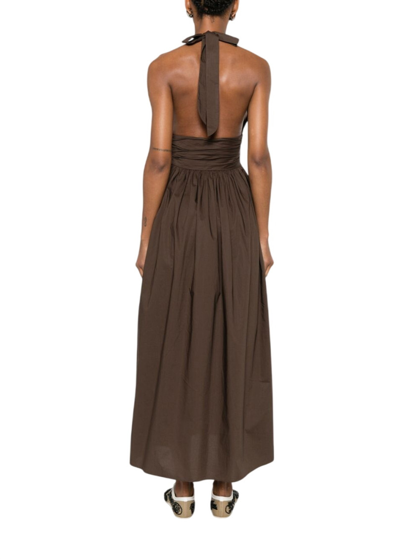 Brown Halter Neck Maxi Dress
