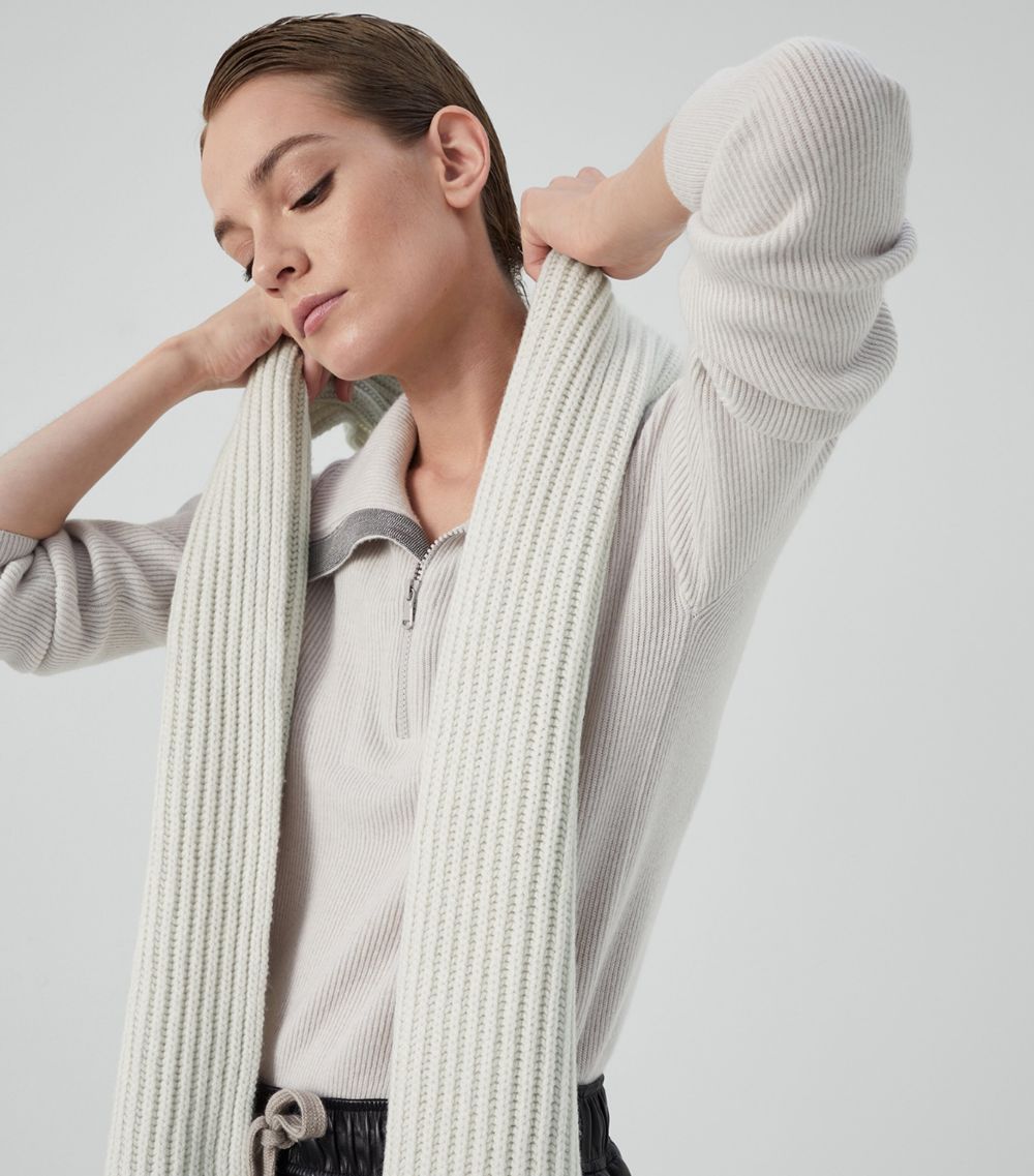 Cashmere Monili-Trim Scarf