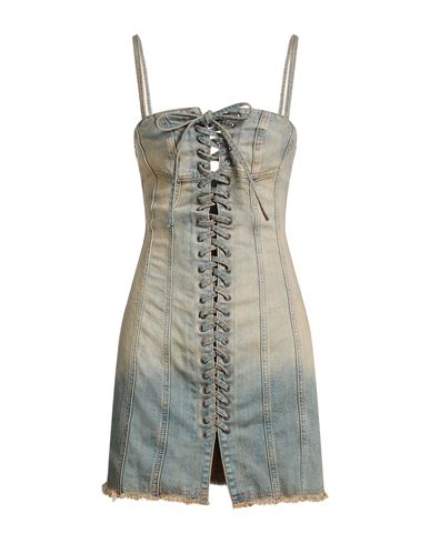 Woman Mini dress Blue Size XS Cotton, Recycled cotton, Polyester, Elastane