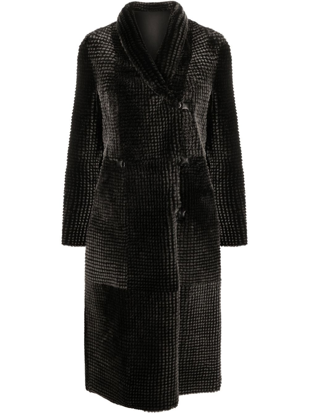 Reversible double-breasted coat - Black
