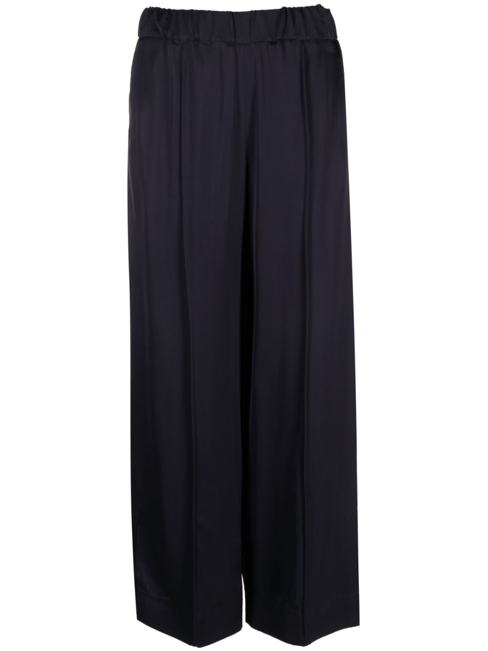 Wide-leg elasticated-waistband trousers - Brown