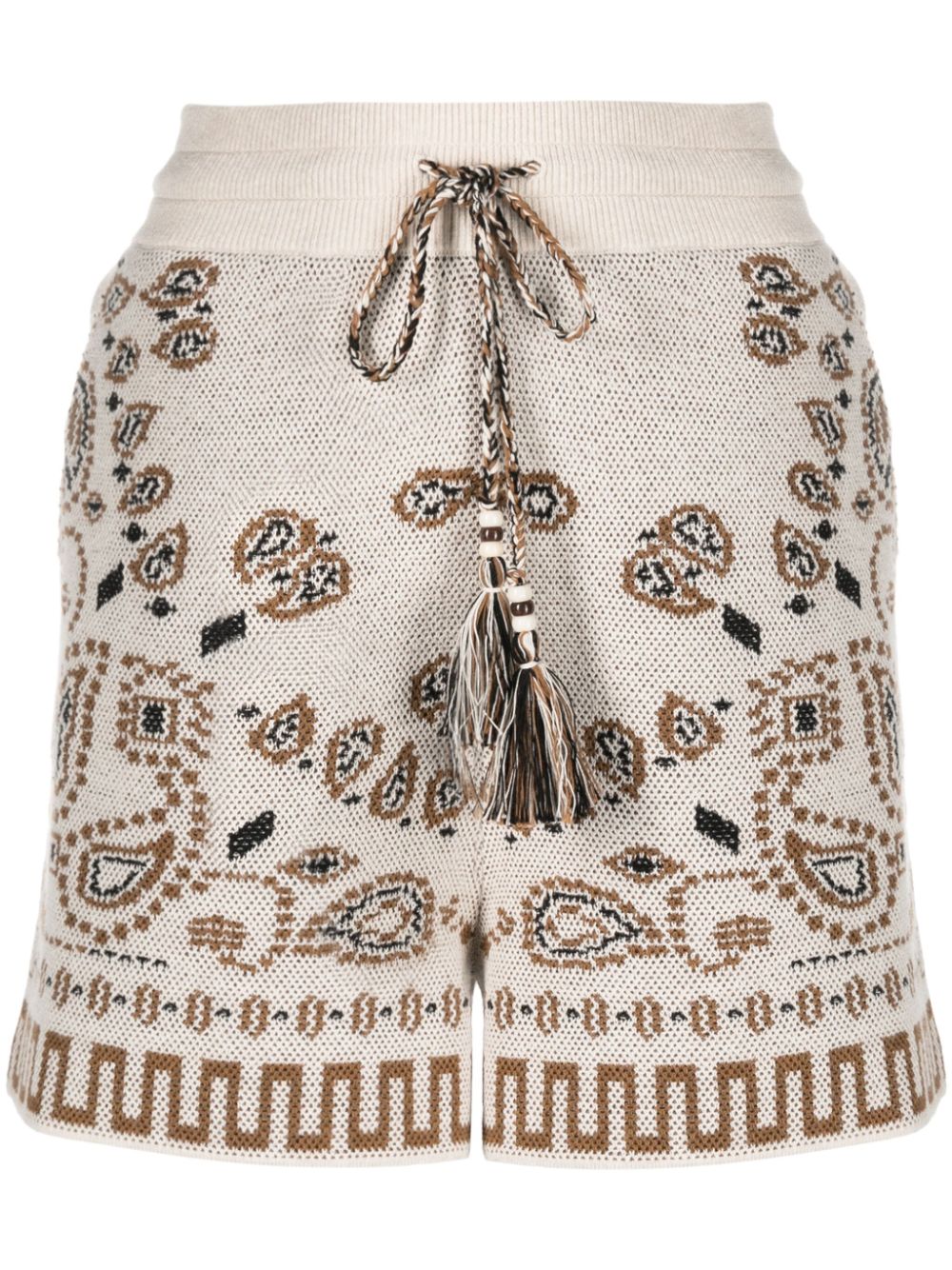 Bandana-jacquard cotton-piqué shorts - Neutrals