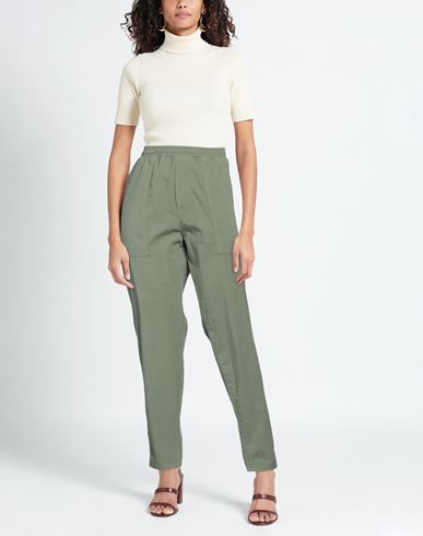 Woman Pants Sage green Size 28 Cotton, Elastane
