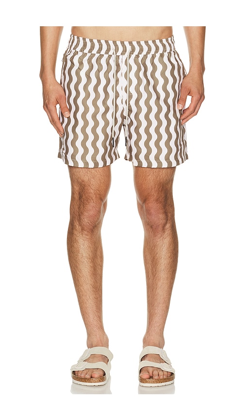 OAS Fine Waver Swim Shorts in Fine - Cream,Olive. XL/1X also in S
