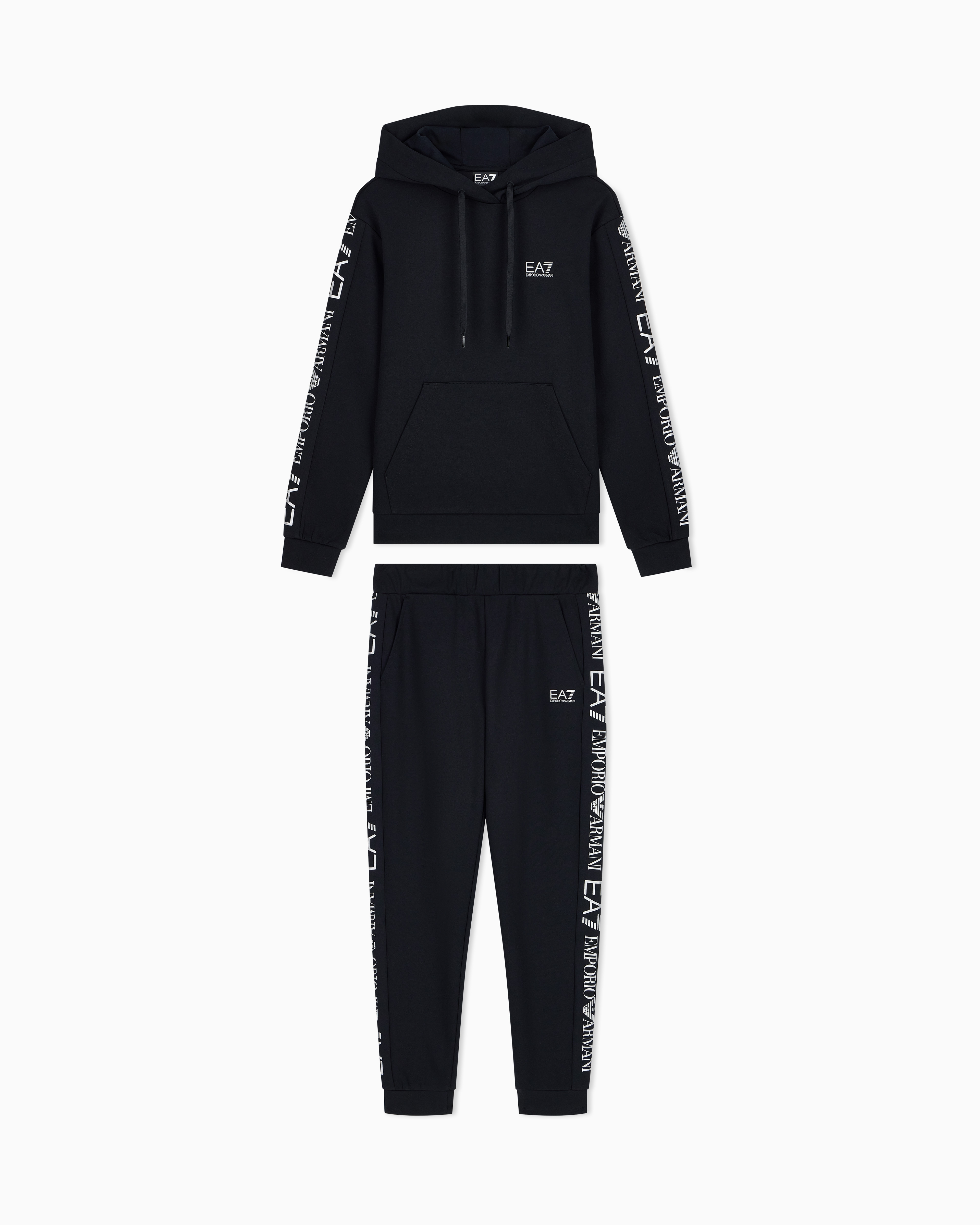 Cotton suit tracksuit with a hood and logo tape Tracksuit