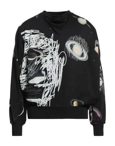 Man Sweatshirt Black Size L Polyamide, Cotton