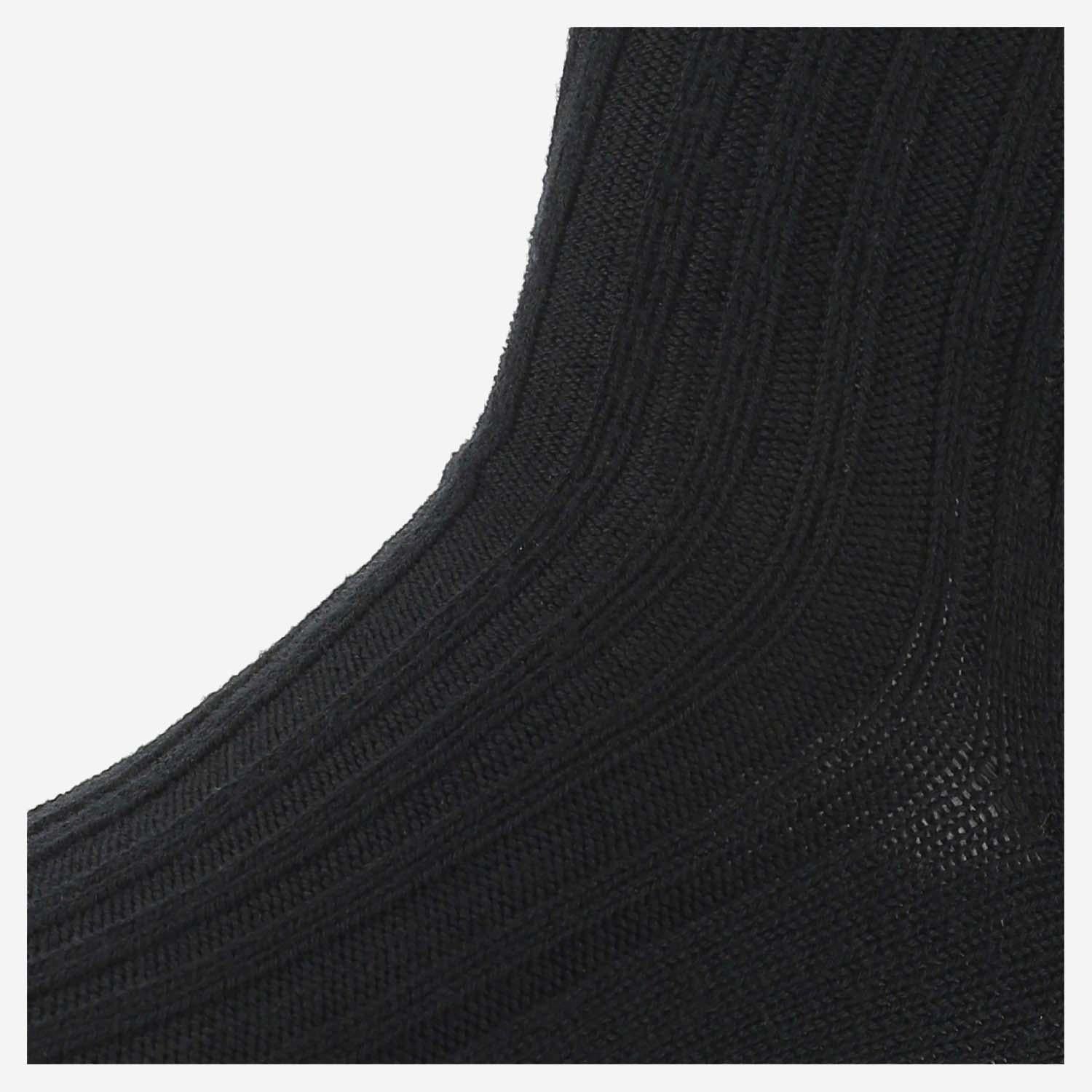 Ribbed Wool-Blend Socks — Black