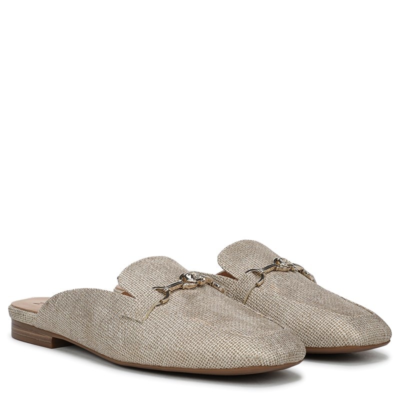 Basel Mule Shoes, Natural Beige Faux Leather