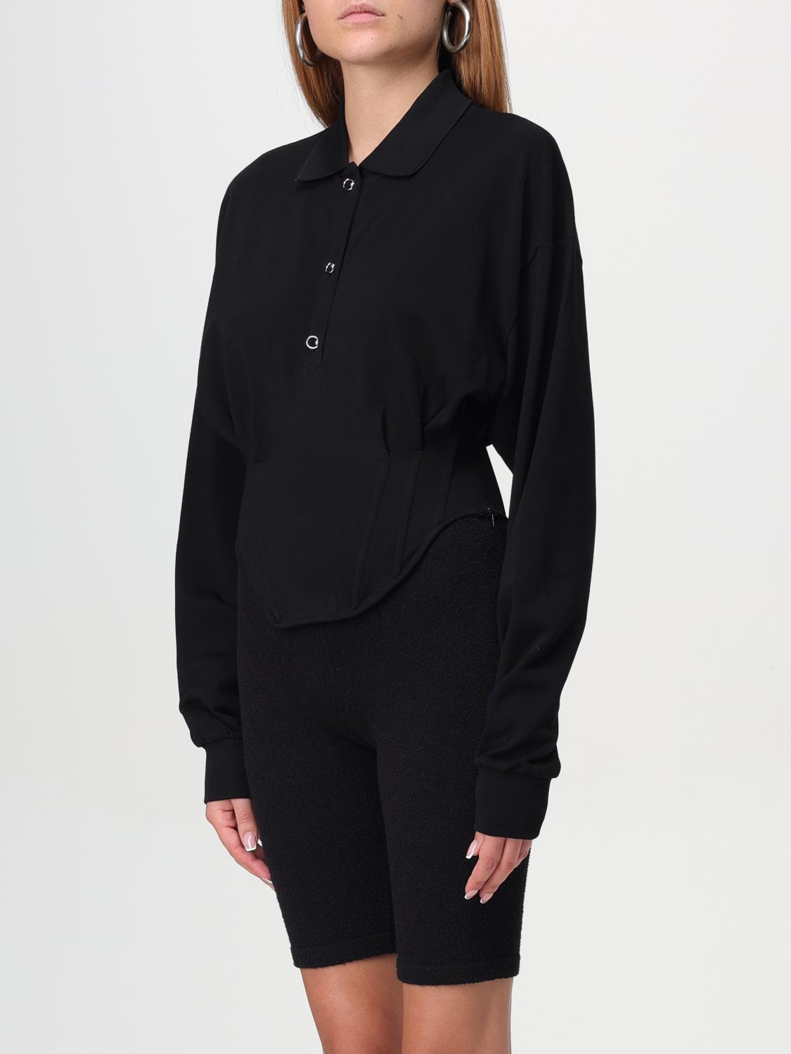 Corseted polo shirt - Black