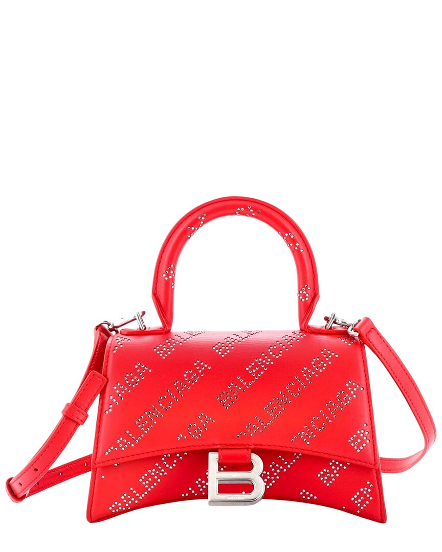 Red All Over Logo Crystals Leather Hourglass Top Handle, Never  Carried (Authentic Pre-Loved)
