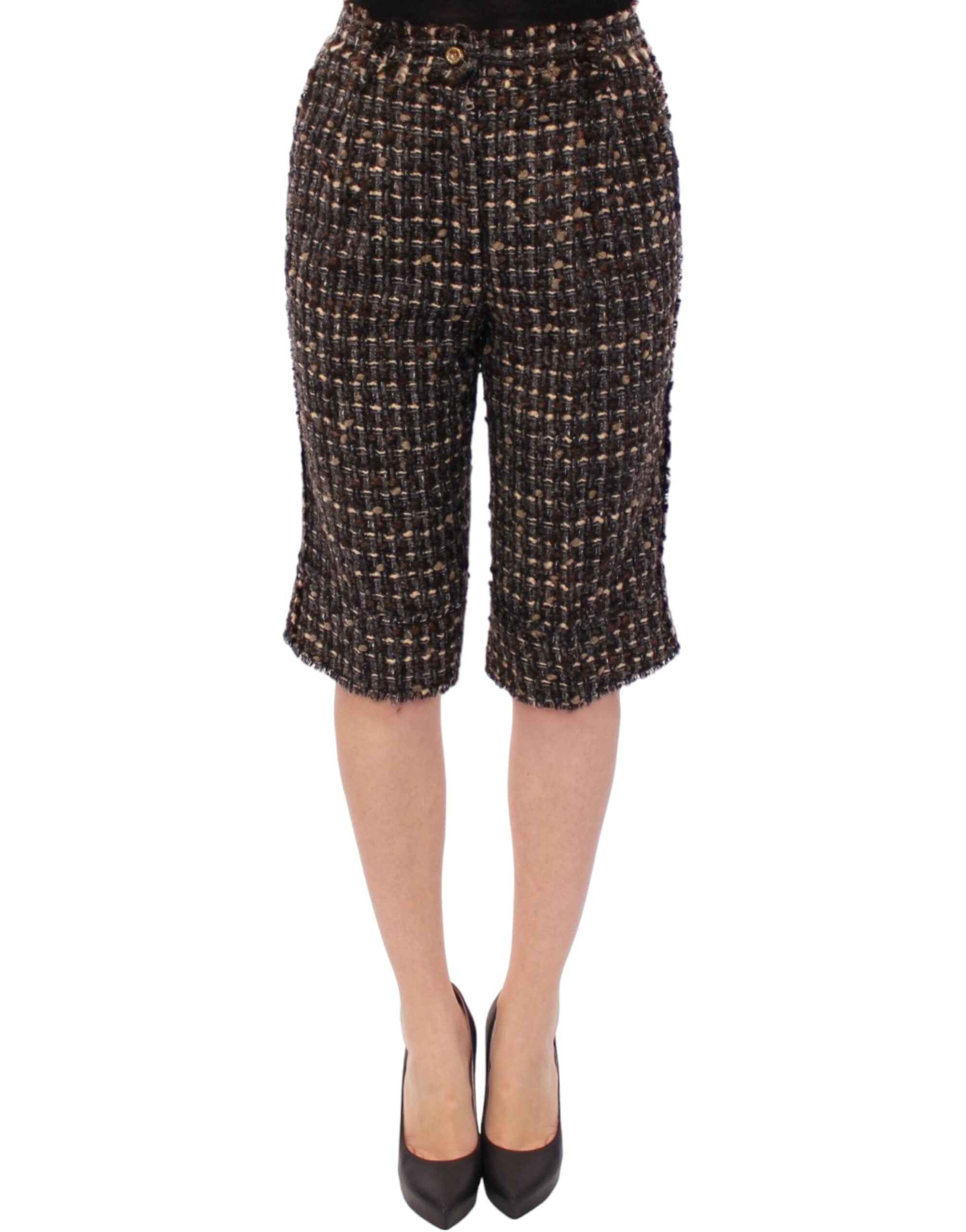 Wool-Blend Tweed Bermuda Shorts — Black