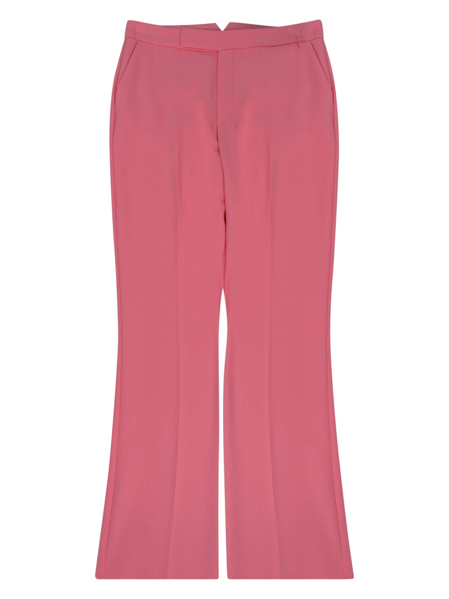 Tailored Pink Trousers with Flared Hem and Concealed Fastening