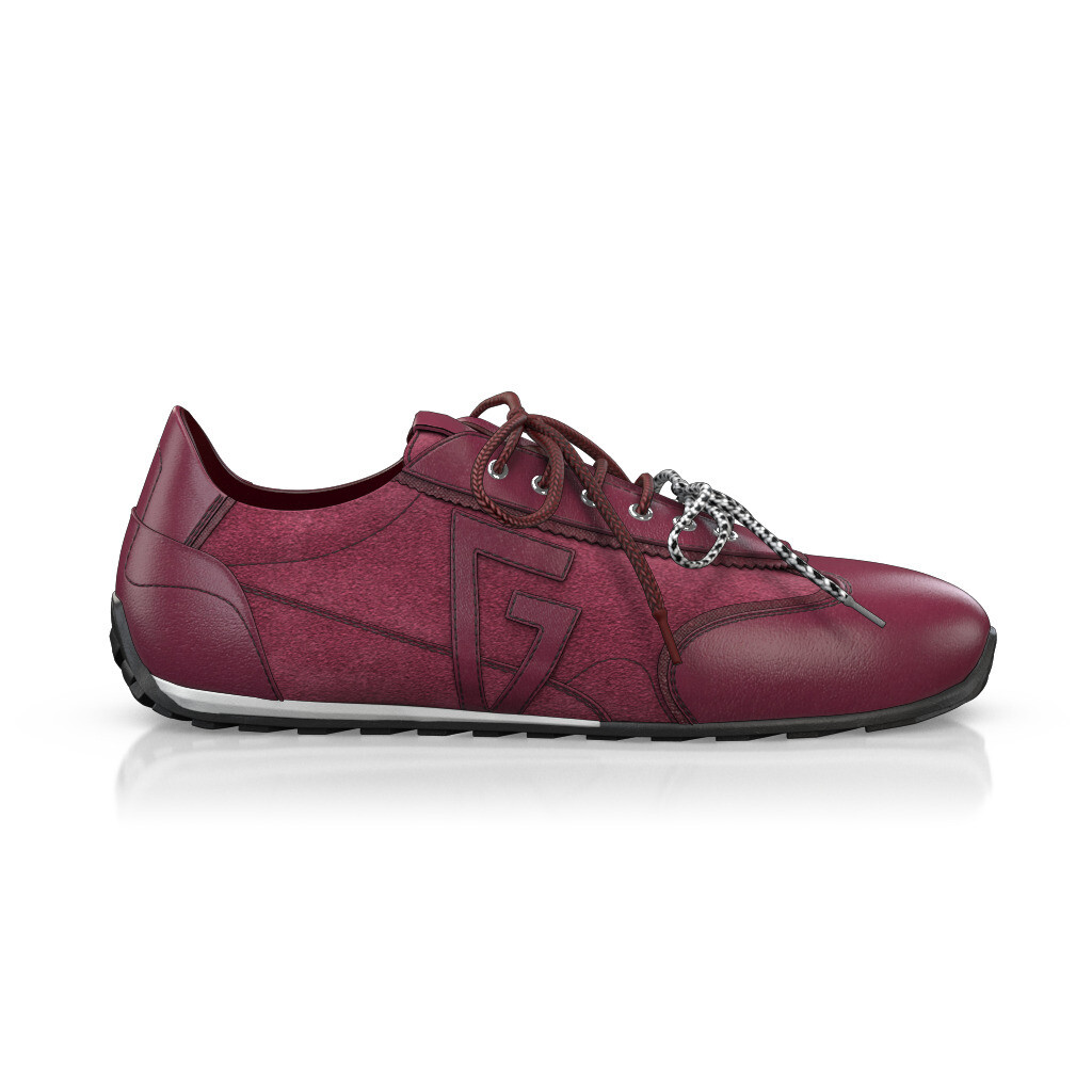 Baskets rétro running Femme Faites main en Italie en Cuir Bordeaux Rouge - Sur Mesure, Petit, Lacets - GIROTTI