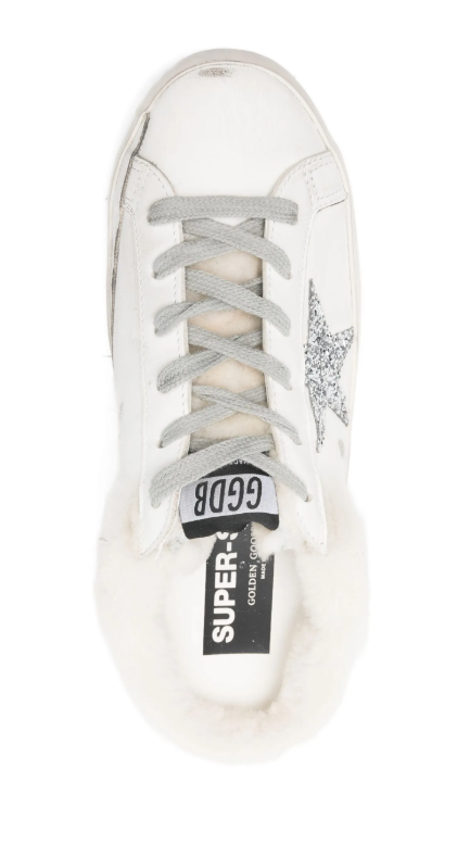 Golden Goose Super Star Sabot Leather Upper Glitter Star Shearling Lining