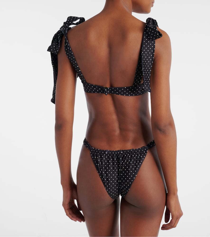 Polka-dot ruched bikini bottoms