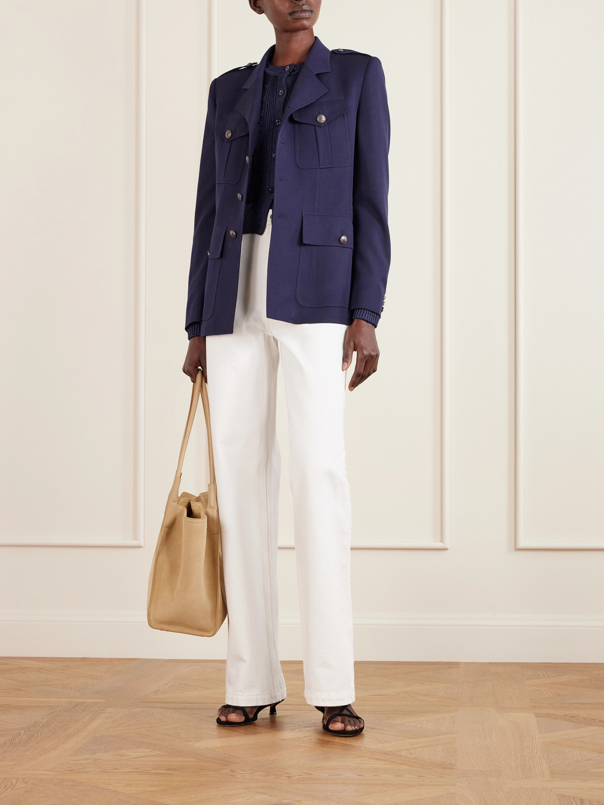 Annabeth Grain De Poudre Wool Jacket - Blue