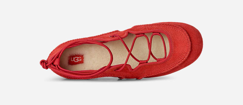 ® Women's Quill Ballet Sneaker Suede Shoes in Red Pepper
