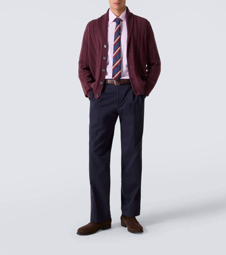Rib-knitted cashmere cardigan