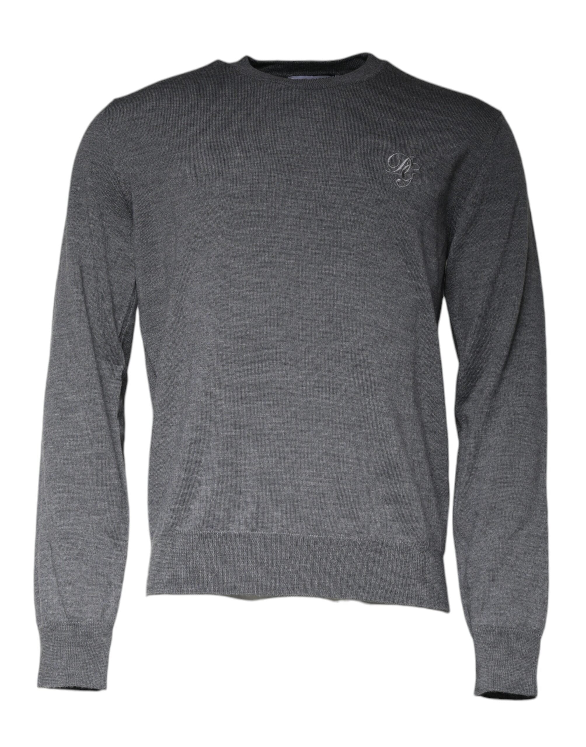 Virgin Wool Crew Neck Sweater — Gray