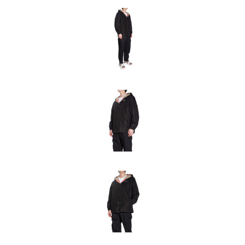 Black Reversible Waterproof Jacket In Polyester Man
