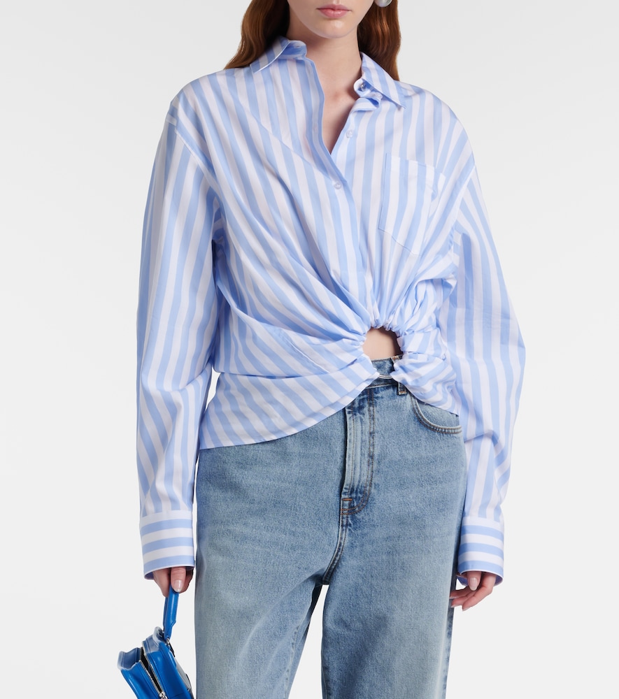 Palmizi cutout striped cotton poplin shirt