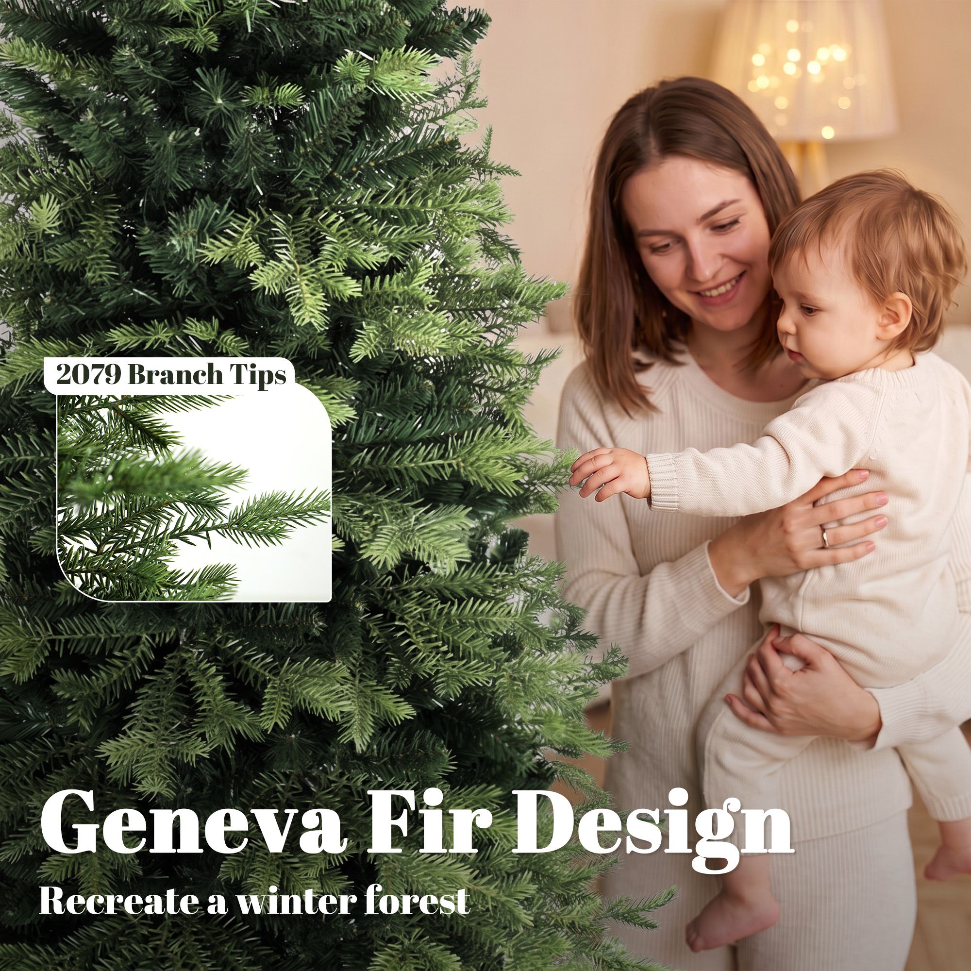 Homcom Geneva Fir Hinged Xmas Tree With 2079 Branch Tips, Green