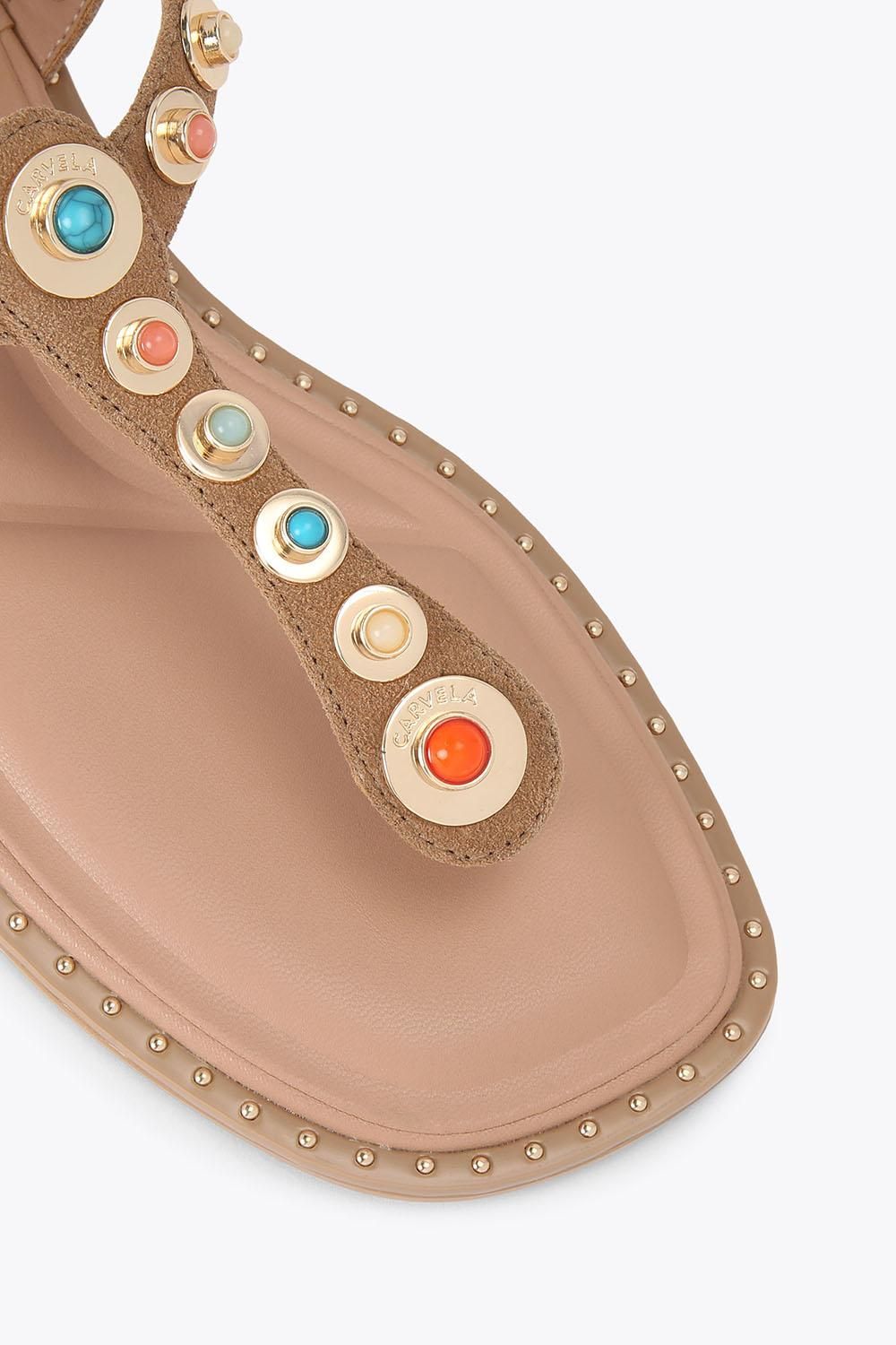 Carvela Women's 'Amalfi T Bar Flat Sandal' Suede Sandals in Came