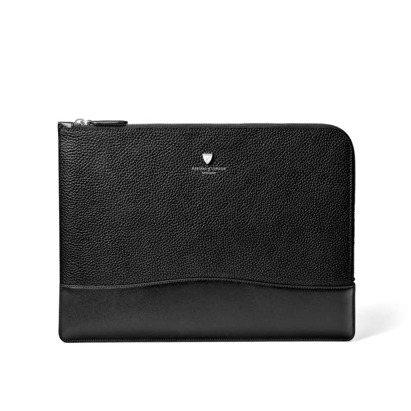 City Leather Folio Case in Black Pebble