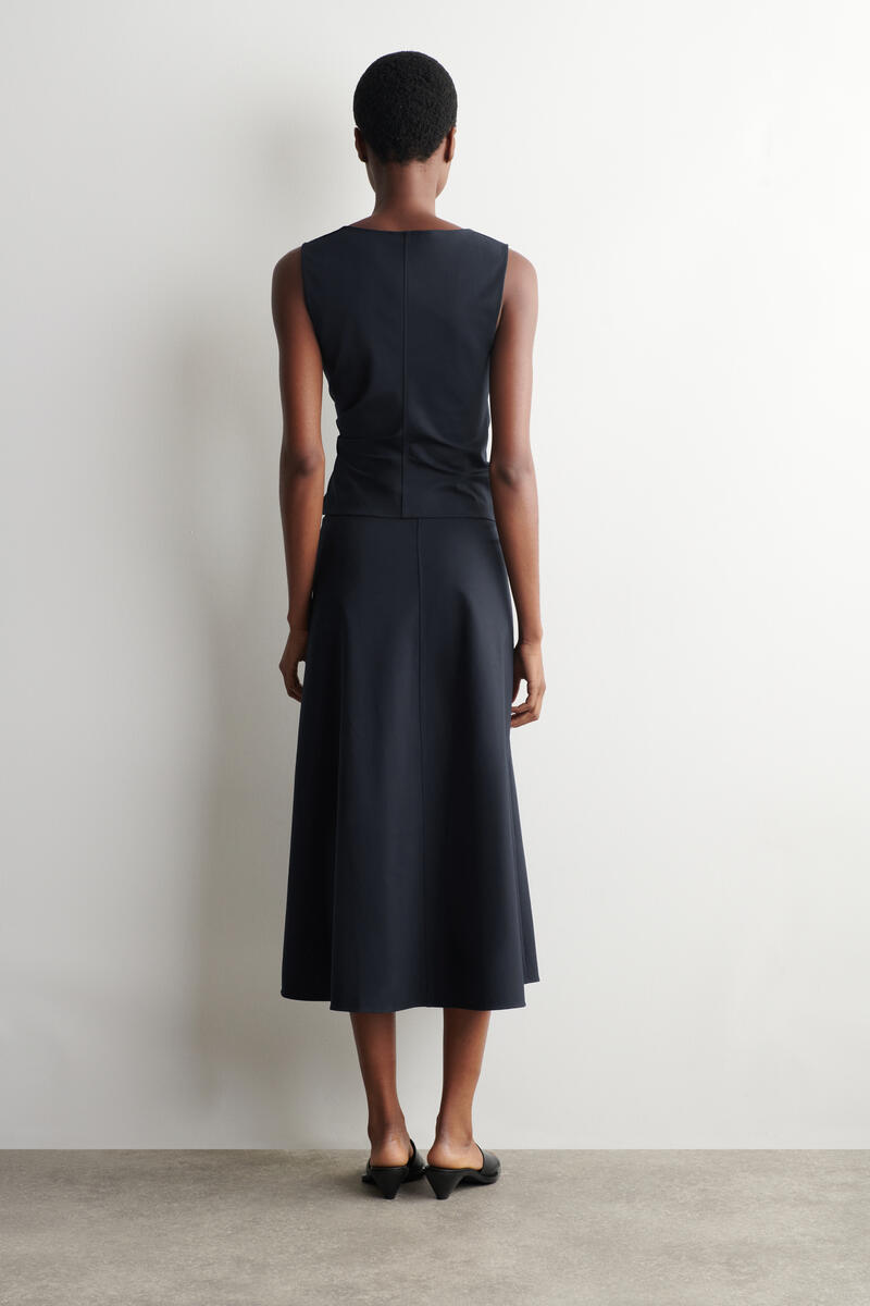 Twist-Detail Jersey Midi Skirt