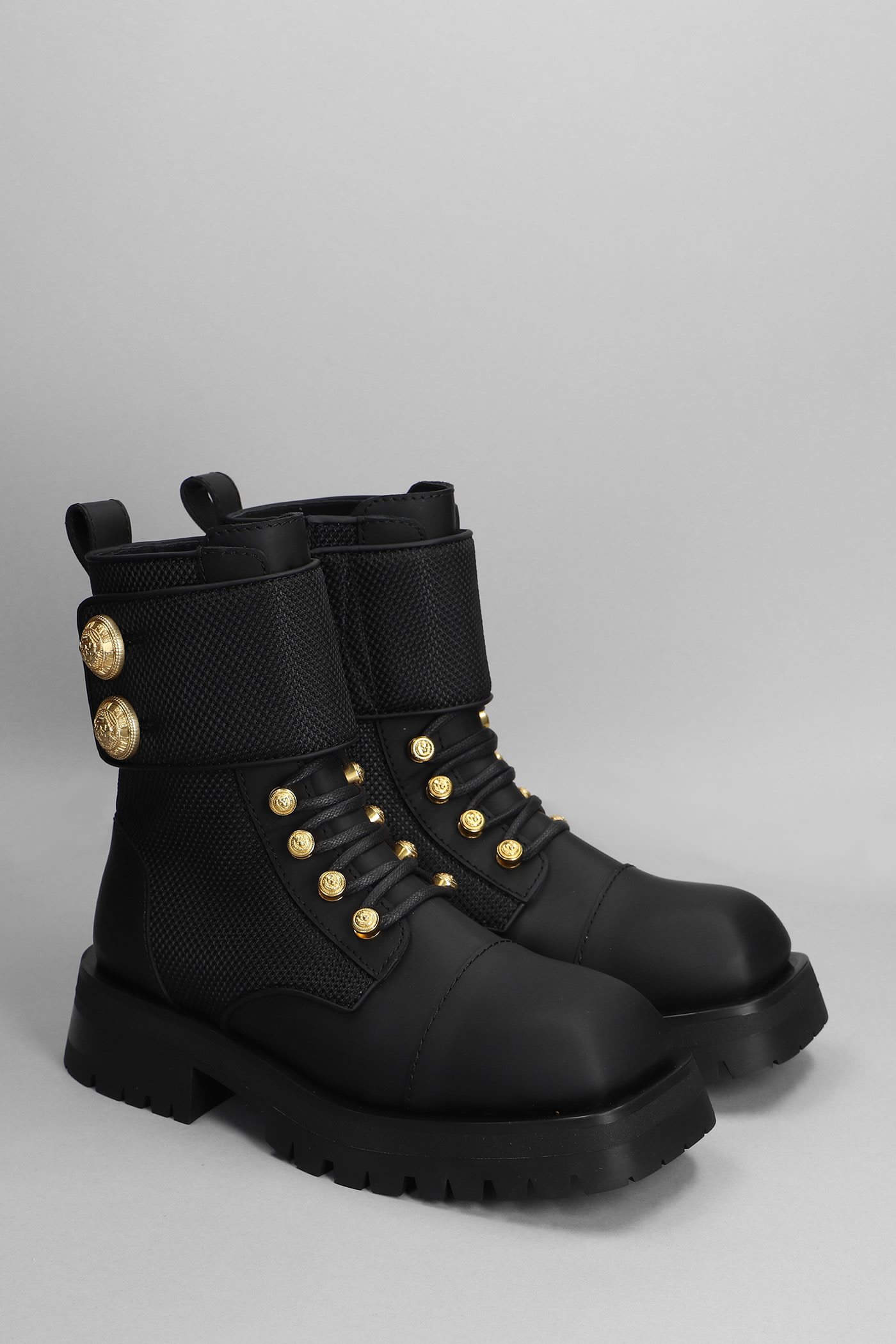 Combat Boots In Black Leather