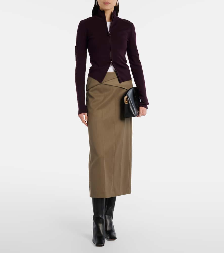 Wool-blend midi skirt