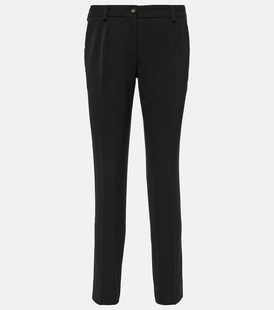 Low-rise wool-blend slim pants