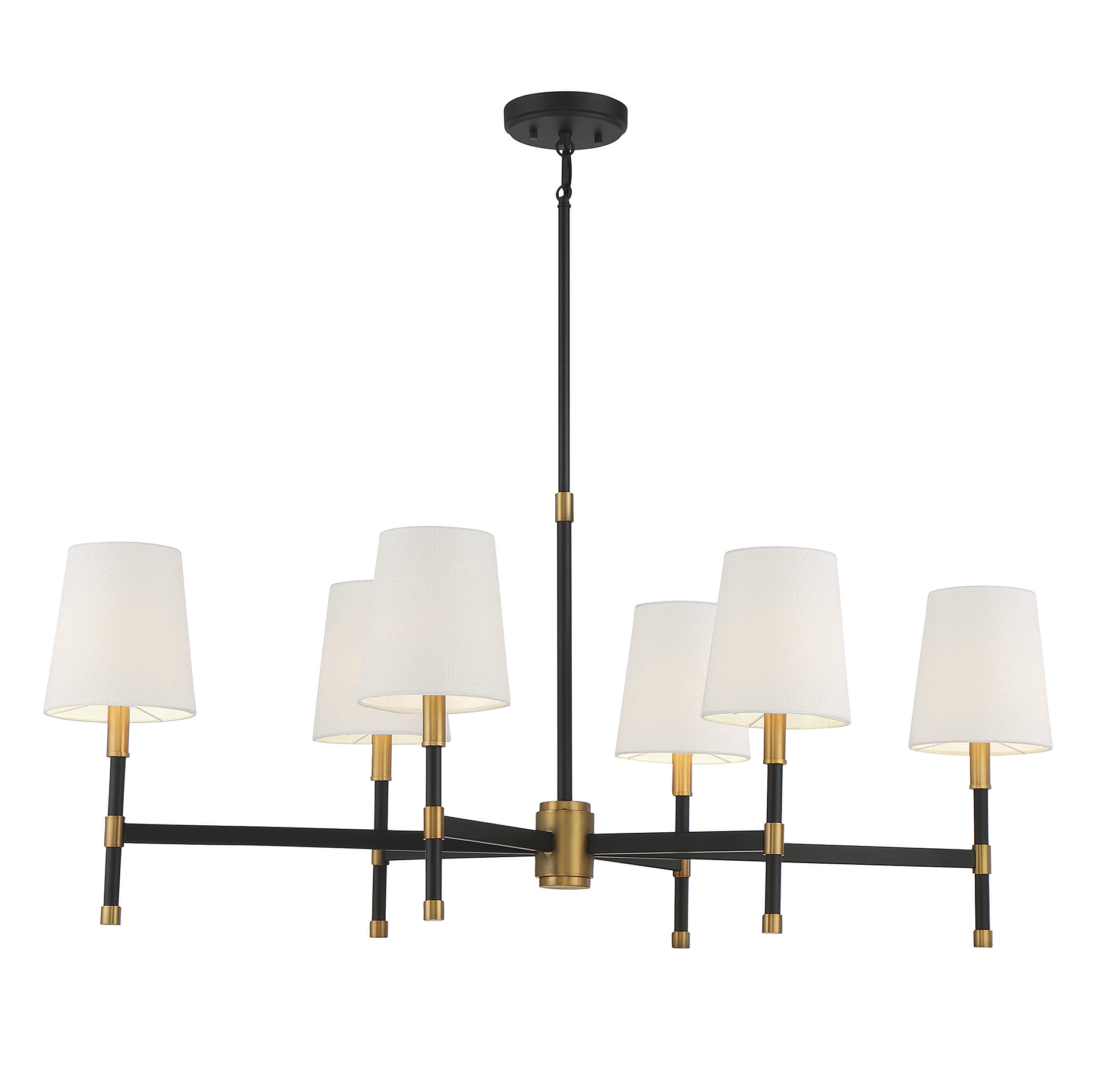 Brody 6-Light Linear Chandelier in Matte Black with Warm Brass Accent