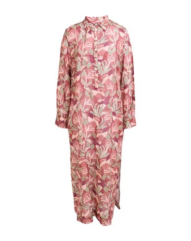 Woman Midi dress Brick Size L Cotton, Linen