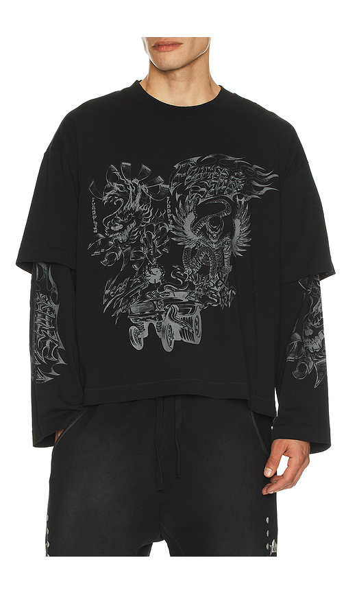 Jungles Loud Noises Long Sleeve Tee in Black. L. Also in M, S, XL/1X