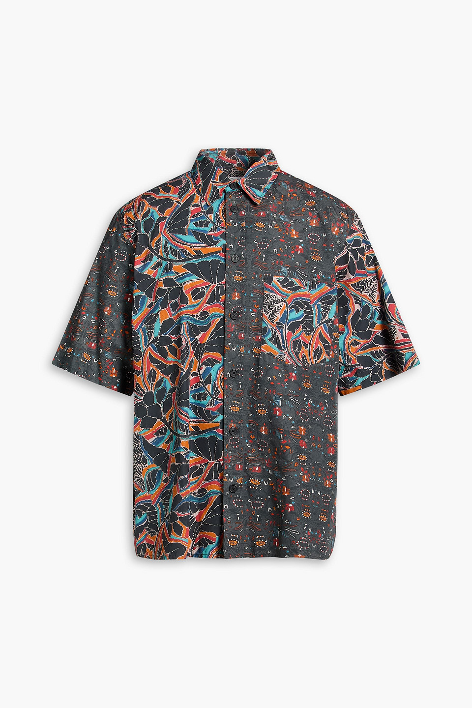 Printed cotton-poplin shirt - Gray - S