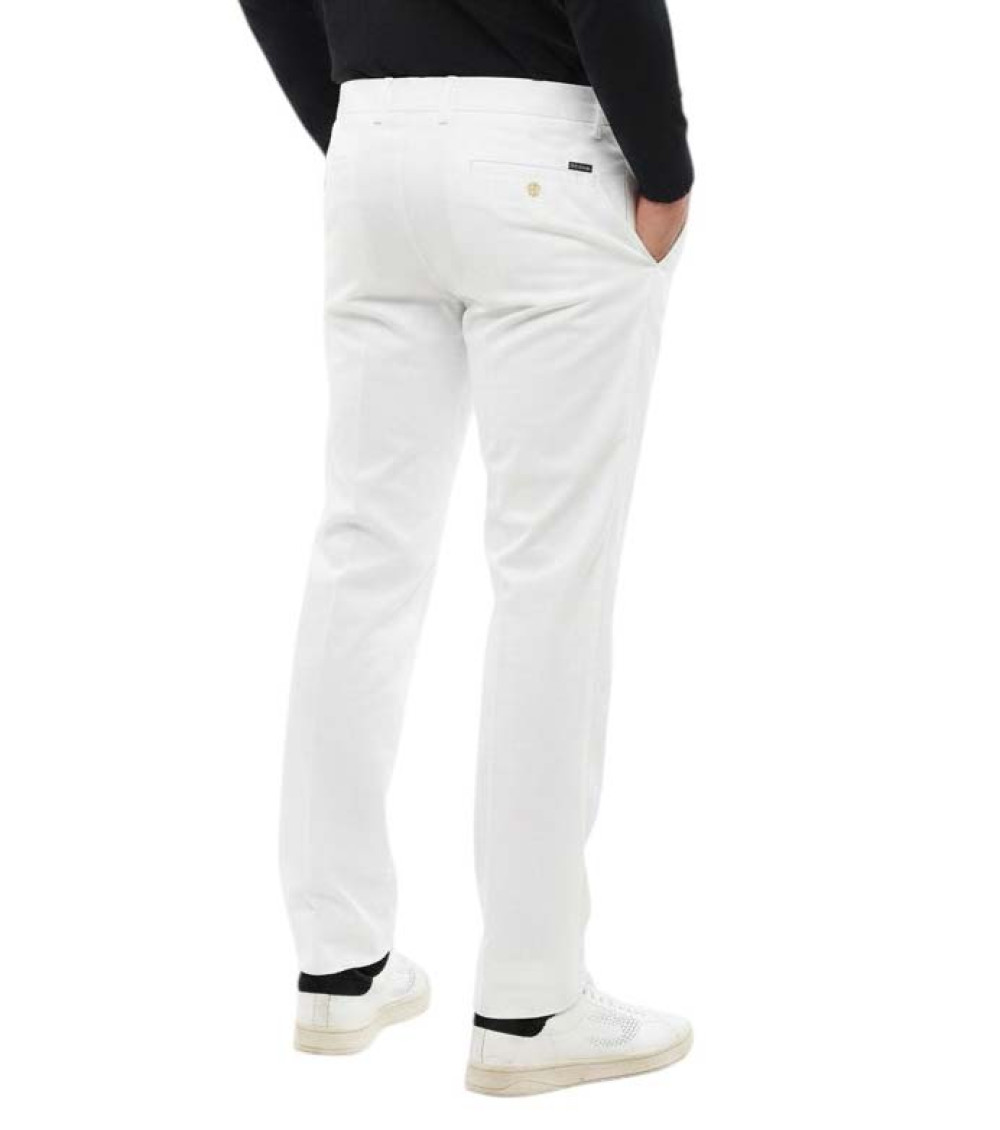 White Flat Front Pants