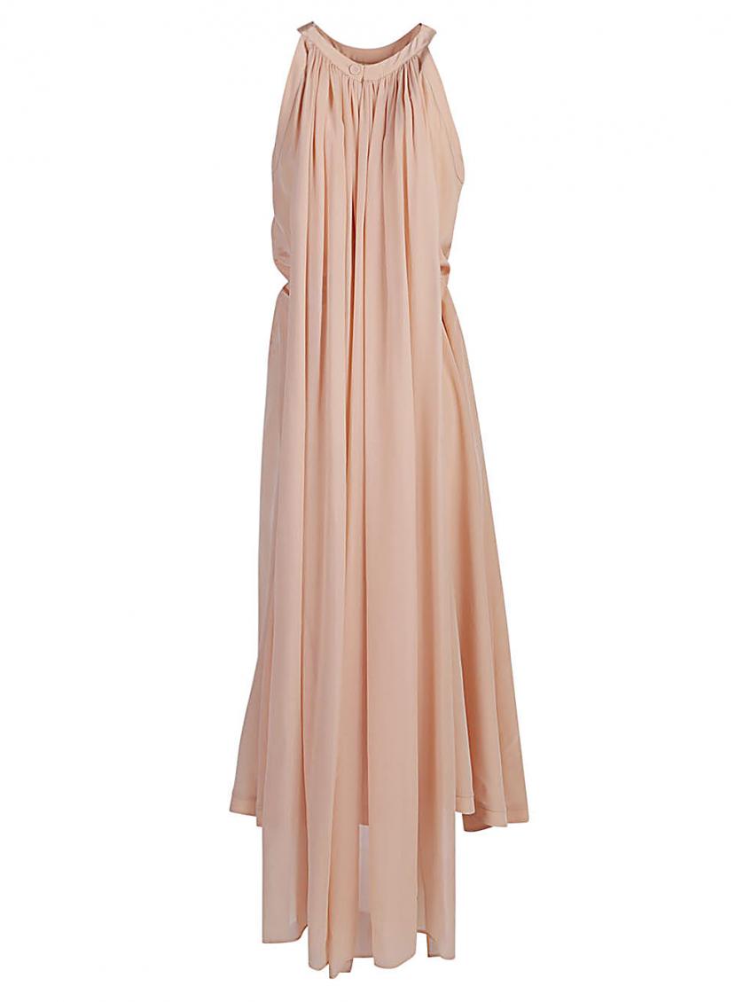 Peach Silk Midi Dress