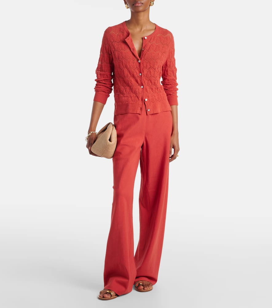 Cotton and linen-blend wide-leg pants