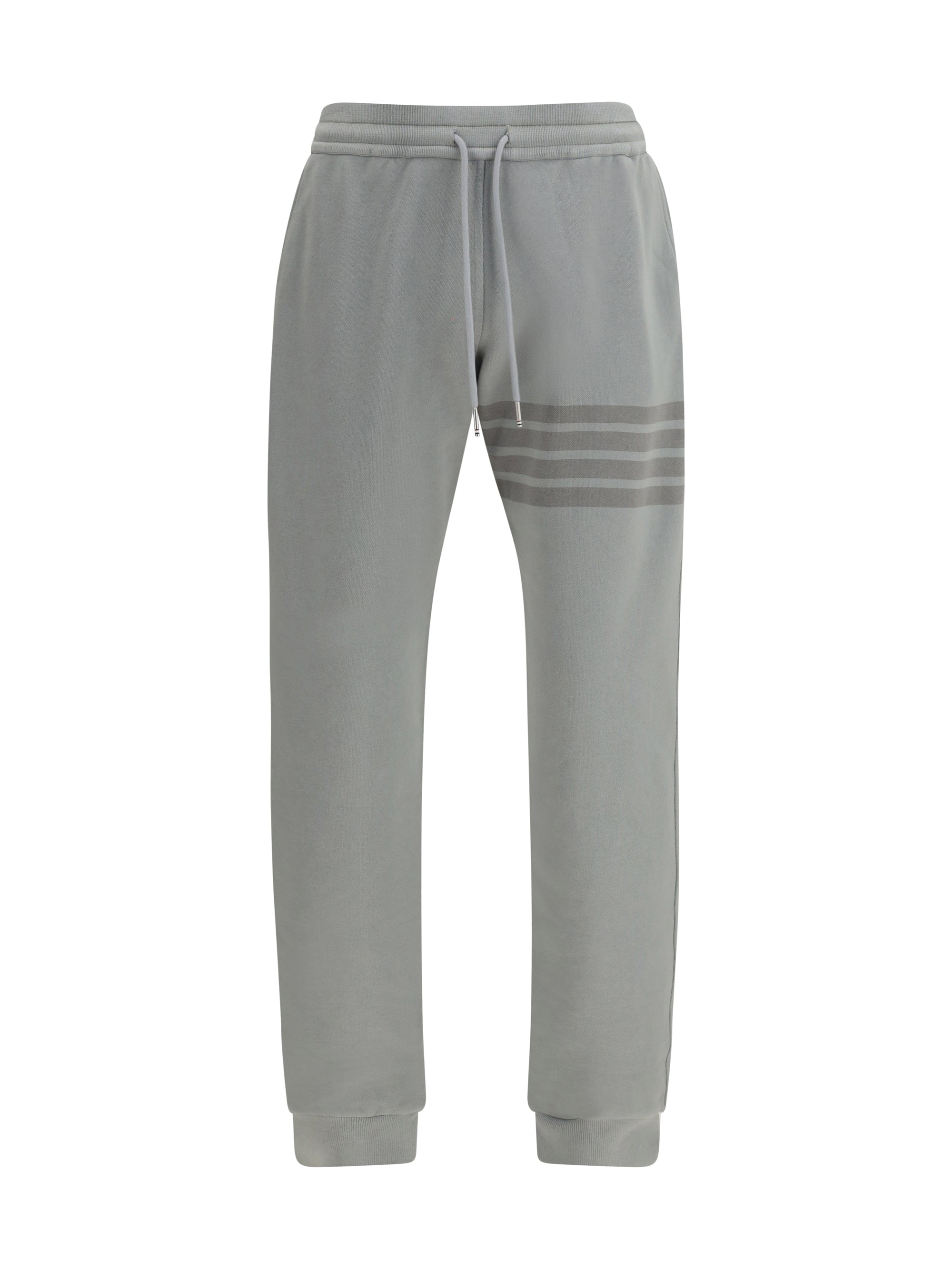 Striped Cotton Joggers — Gray