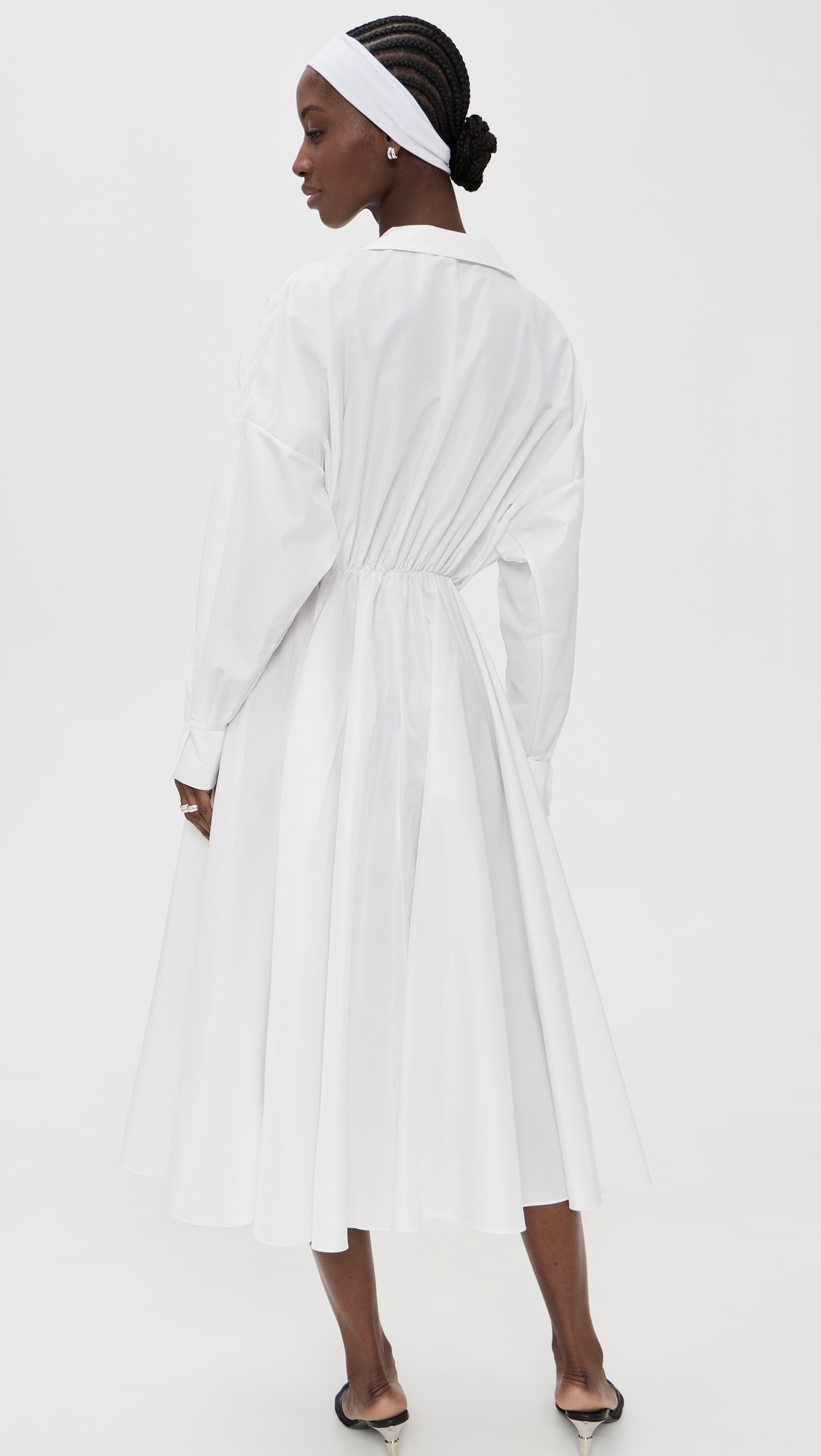 Super Oversized Boyfriend Neck Flared Shirt Dress Snow White