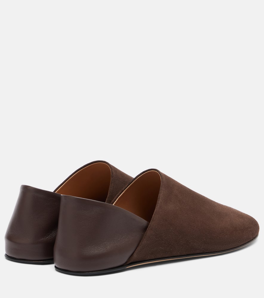 Leather-trimmed suede slip-on shoes