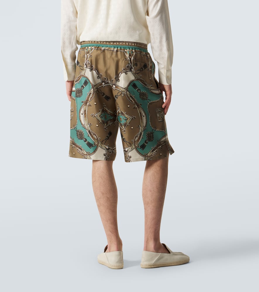 Printed silk twill shorts