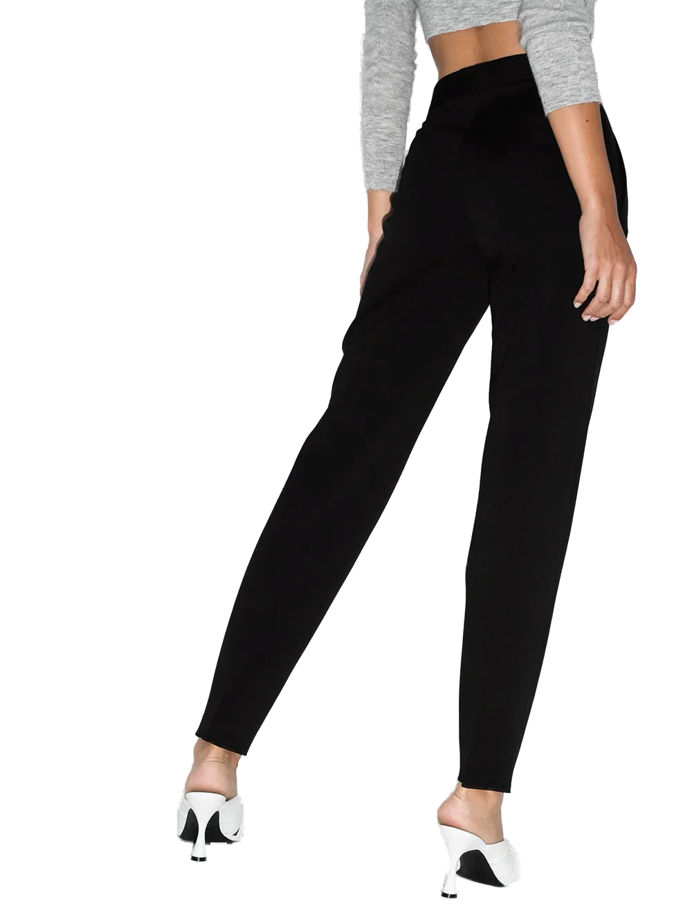 High-Waist Tailored Trousers — Black