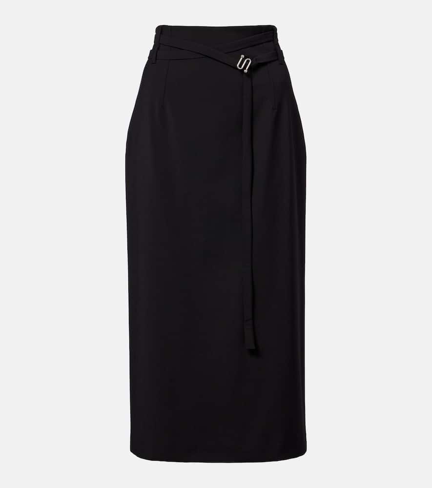 High-rise virgin wool midi skirt